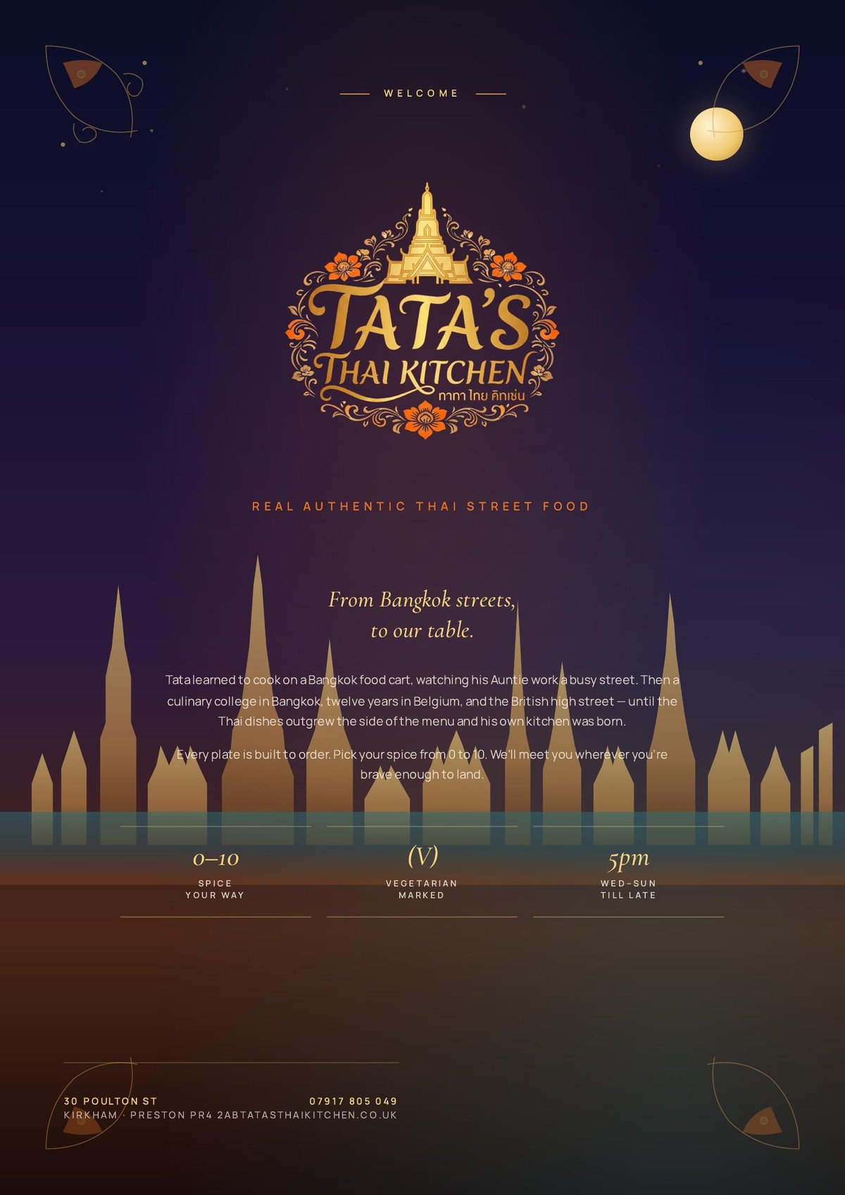 Tata's Thai Kitchen — menu cover preview
